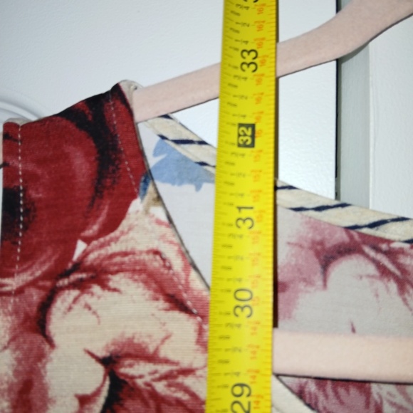 Sleeveless Floral Tunic Top Lace Trim Ruffled Relaxed Fit Cream/Multicolor W 3X - Picture 4 of 5